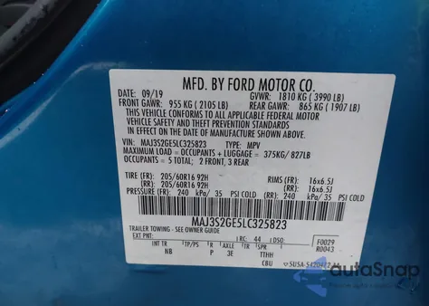 2020 Ford Ecosport Se from USA, damaged, VIN MAJ3S2GE5LC325823